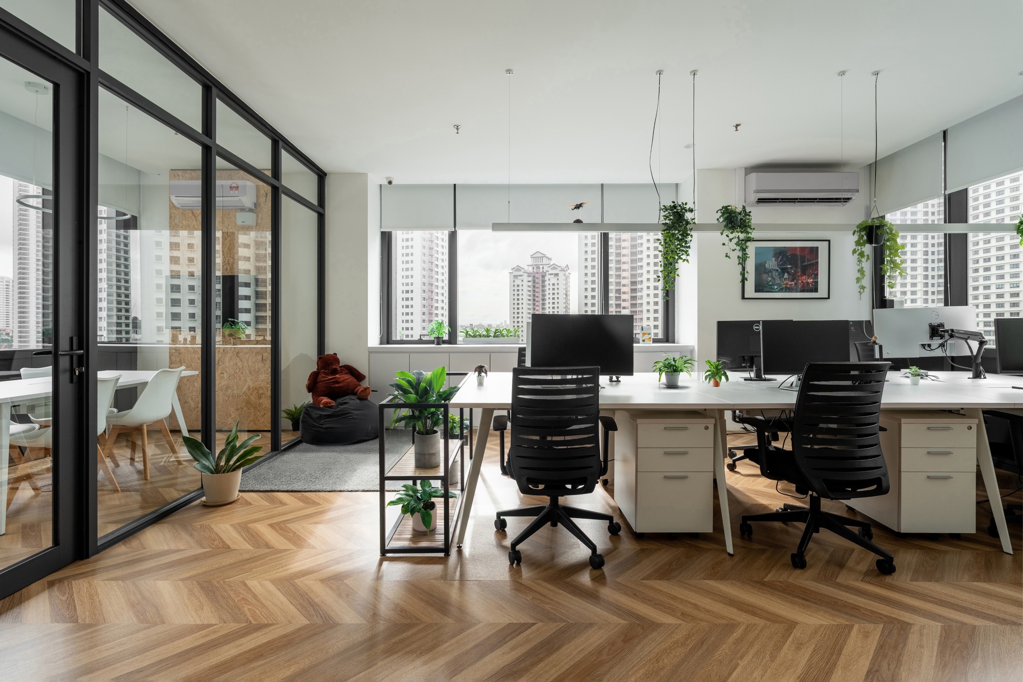 Chevron floor, modern office interior design, Anim, Kuala Lumpur