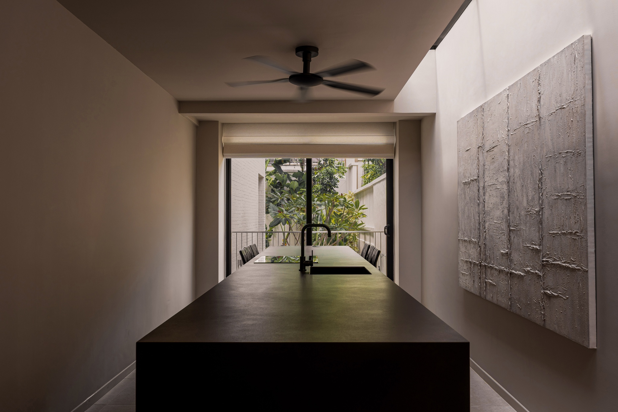 Luxury kitchen island, modern dining room interior design, Danau Villa, Kuala Lumpur