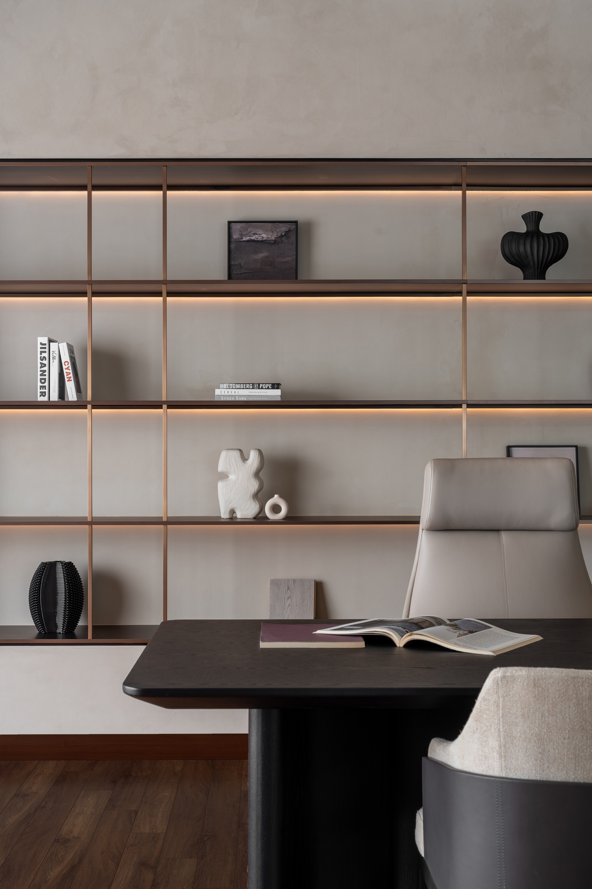 Minimal study room with open shelf interior design, Setiajaya, Kuala Lumpur